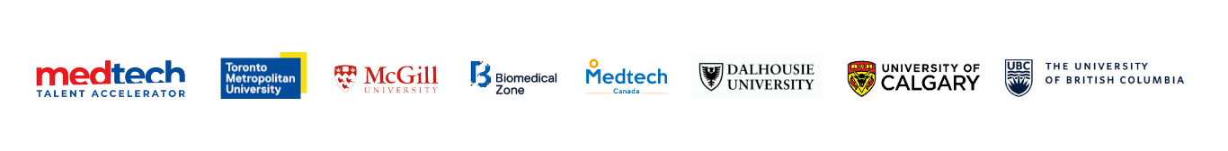 medtech talent accelerator, ryersonuniversity, mcgill university, biomedical zone, medtech canada logos