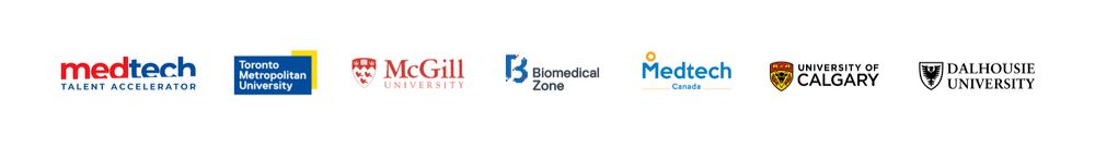 medtech talent accelerator, ryersonuniversity, mcgill university, biomedical zone, medtech canada logos