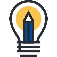 icon of a lightbulb with a pencil