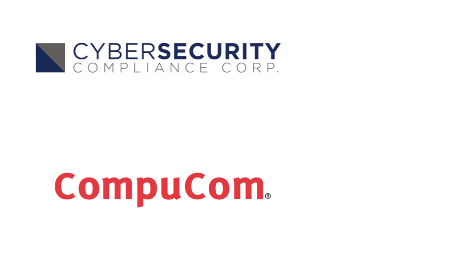 cybersecurity, and compucom logos