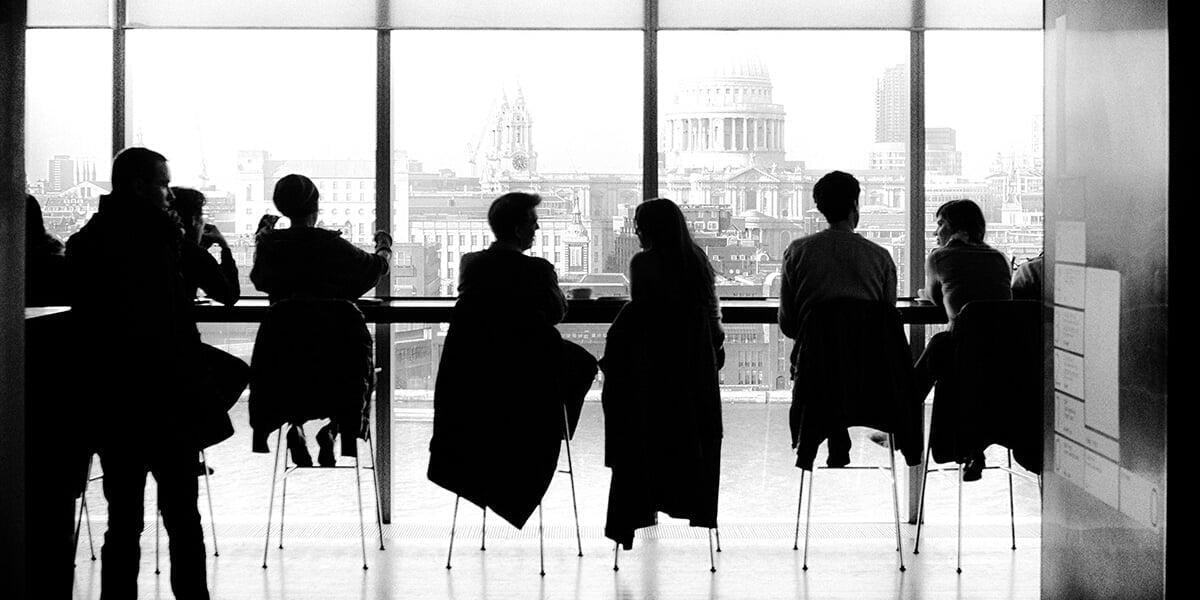 students sitting at window